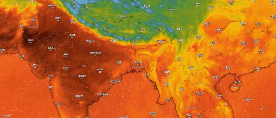 印度都飙到46℃了，咱这边还好，拉萨21℃，成都26℃，多亏了喜马拉雅山像堵墙挡