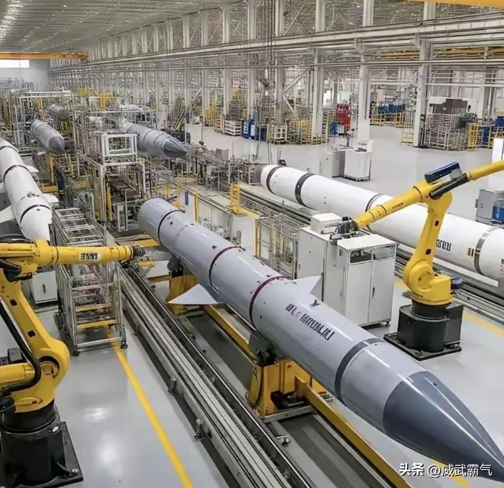 去年五月份，中方罕见公开了PL-15导弹的全自动生产线，号称一天极限产量能冲到1