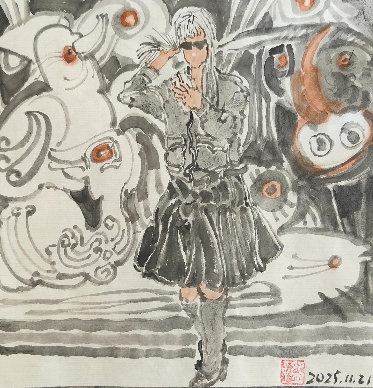 碗子的纸片水墨