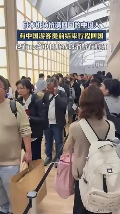 近日，日本多地机场出现中国游客“提前回国潮”，成田、关西等机场值机区排起长队，场