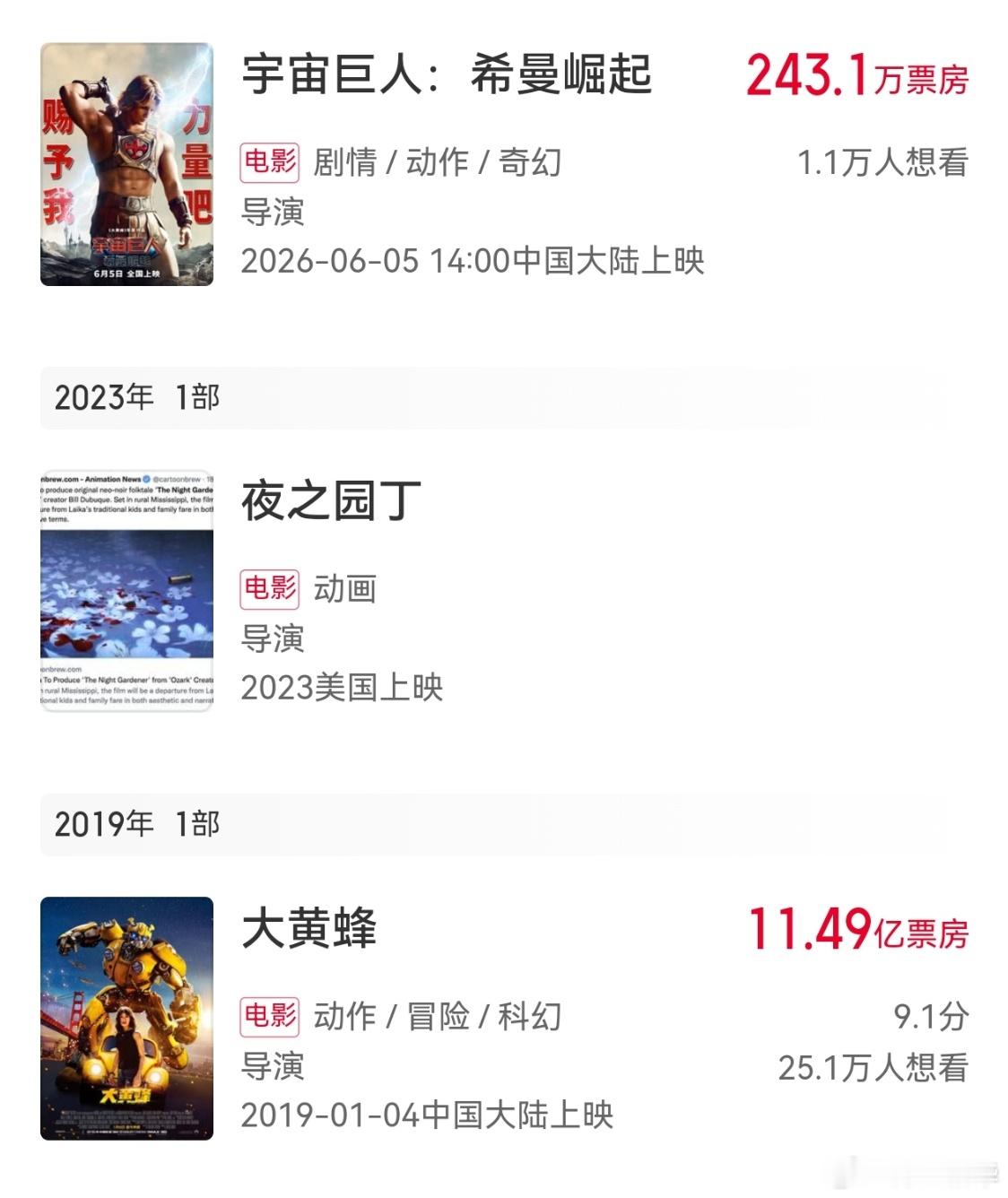 等下，希曼的导演是大黄蜂的导演……呃……好不好看……我还挺喜欢大黄蜂的。 导演你