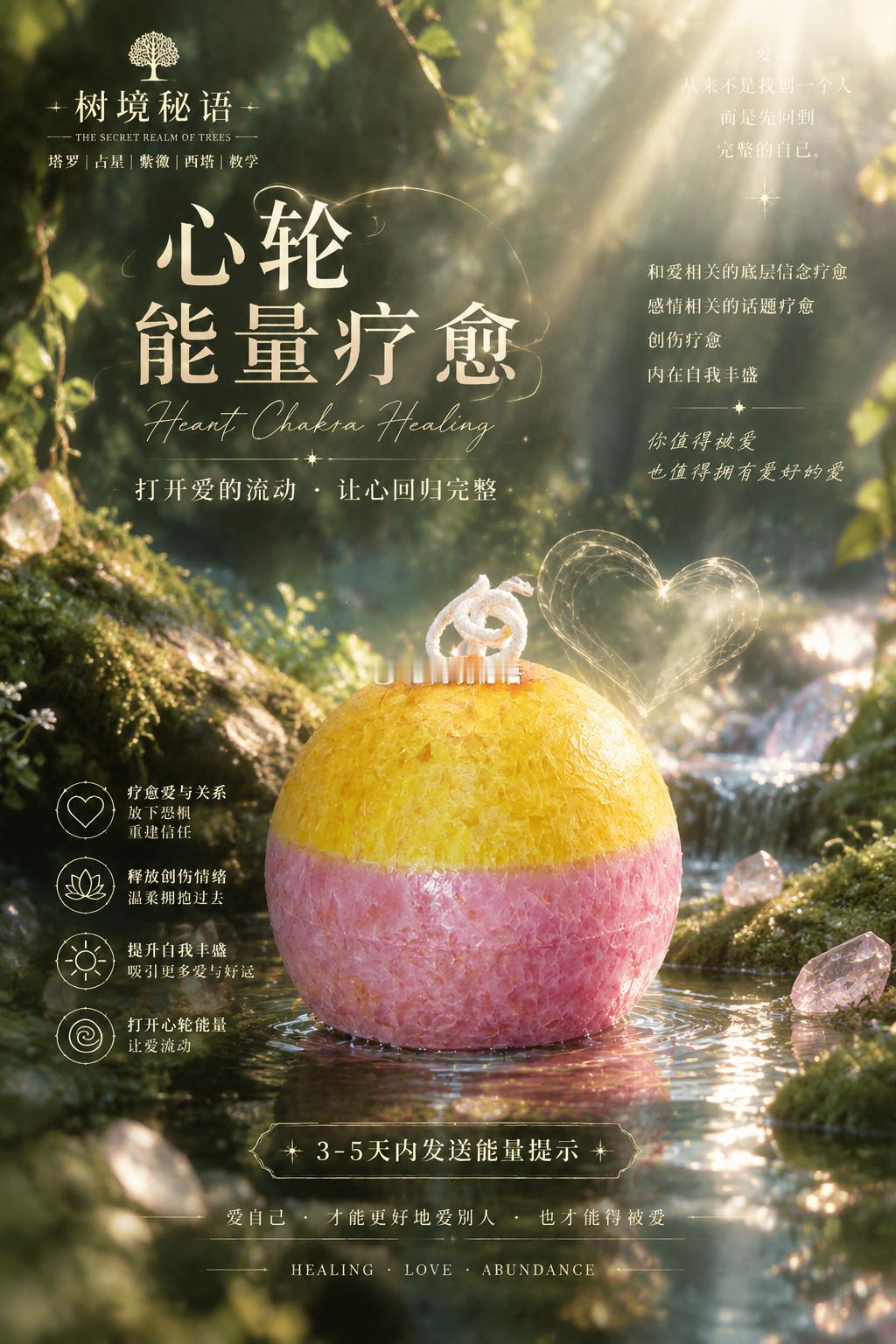 今天推出两款蜡烛，分别是海底轮和心轮的疗愈蜡烛。这是我们内在丰盛，自我价值感和关