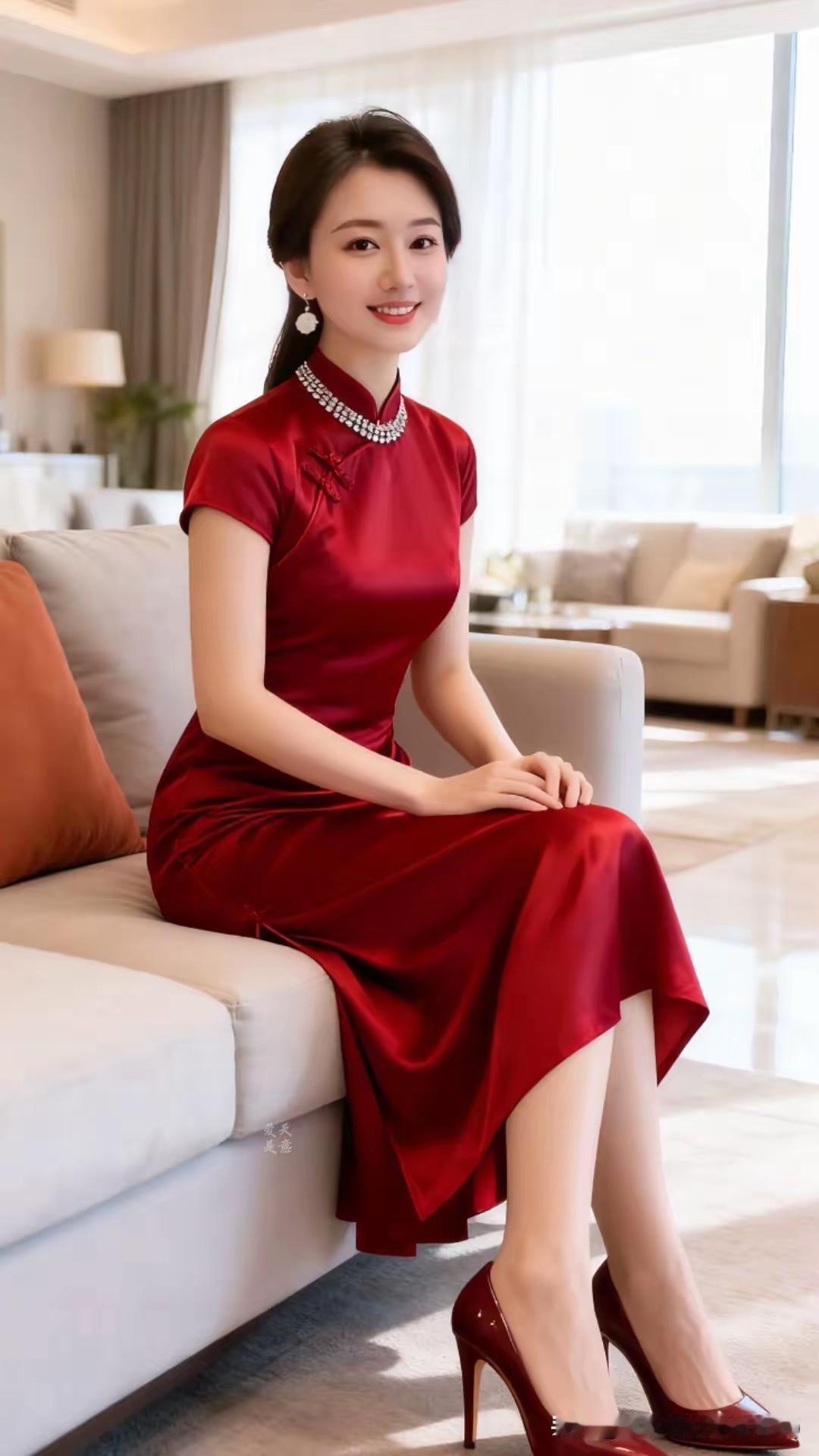 优雅红裙，尽显东方魅力！🌸✨