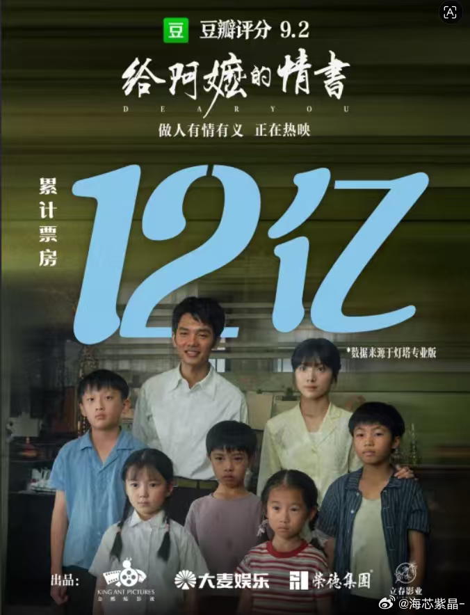 给阿嬷的情书票房破十二亿给阿嬷的情书票房破12亿阿嬷把爱藏进碎碎念，我把想念写进