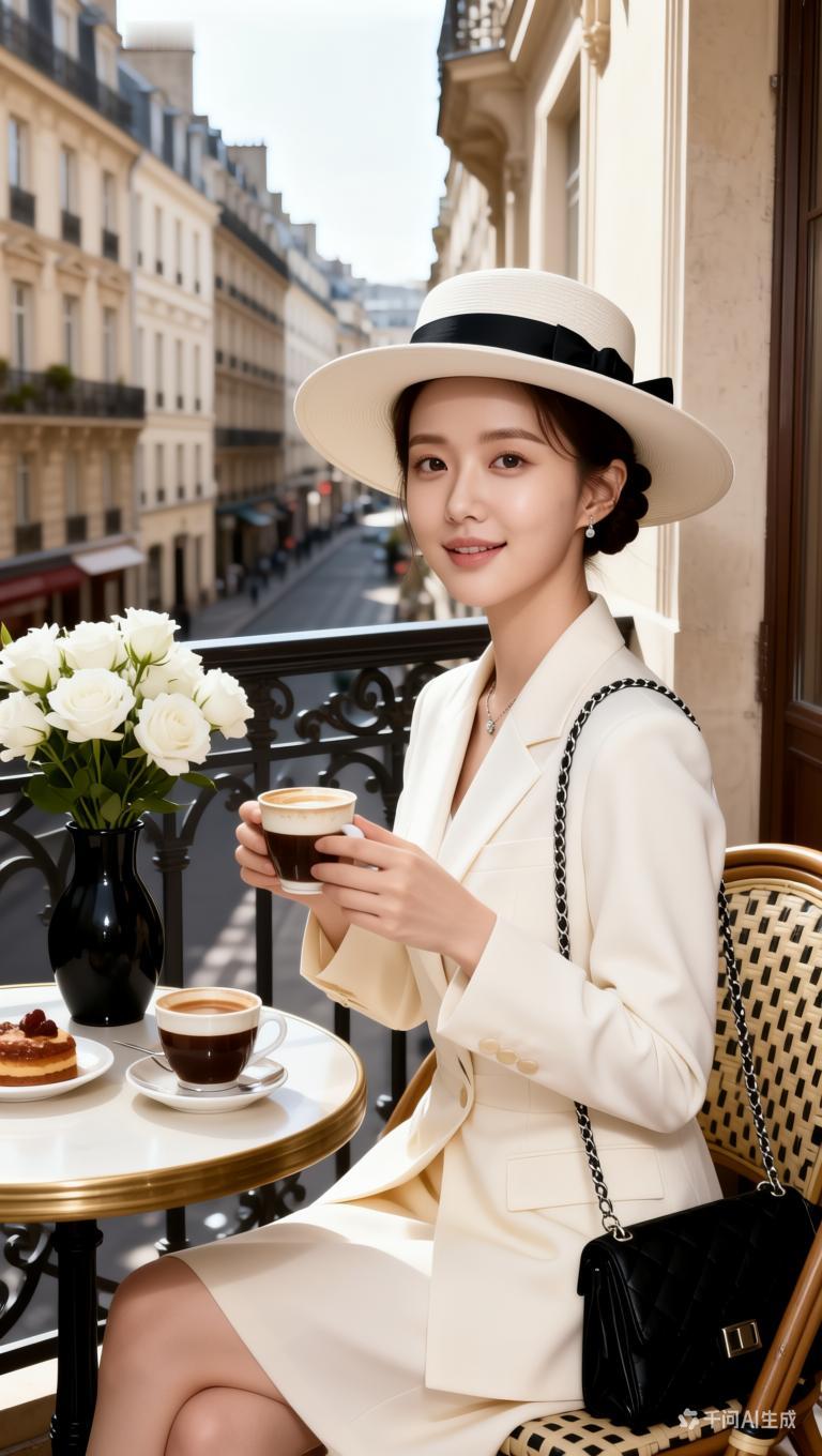 优雅下午茶时光，巴黎街头的浪漫瞬间💐☕️👗