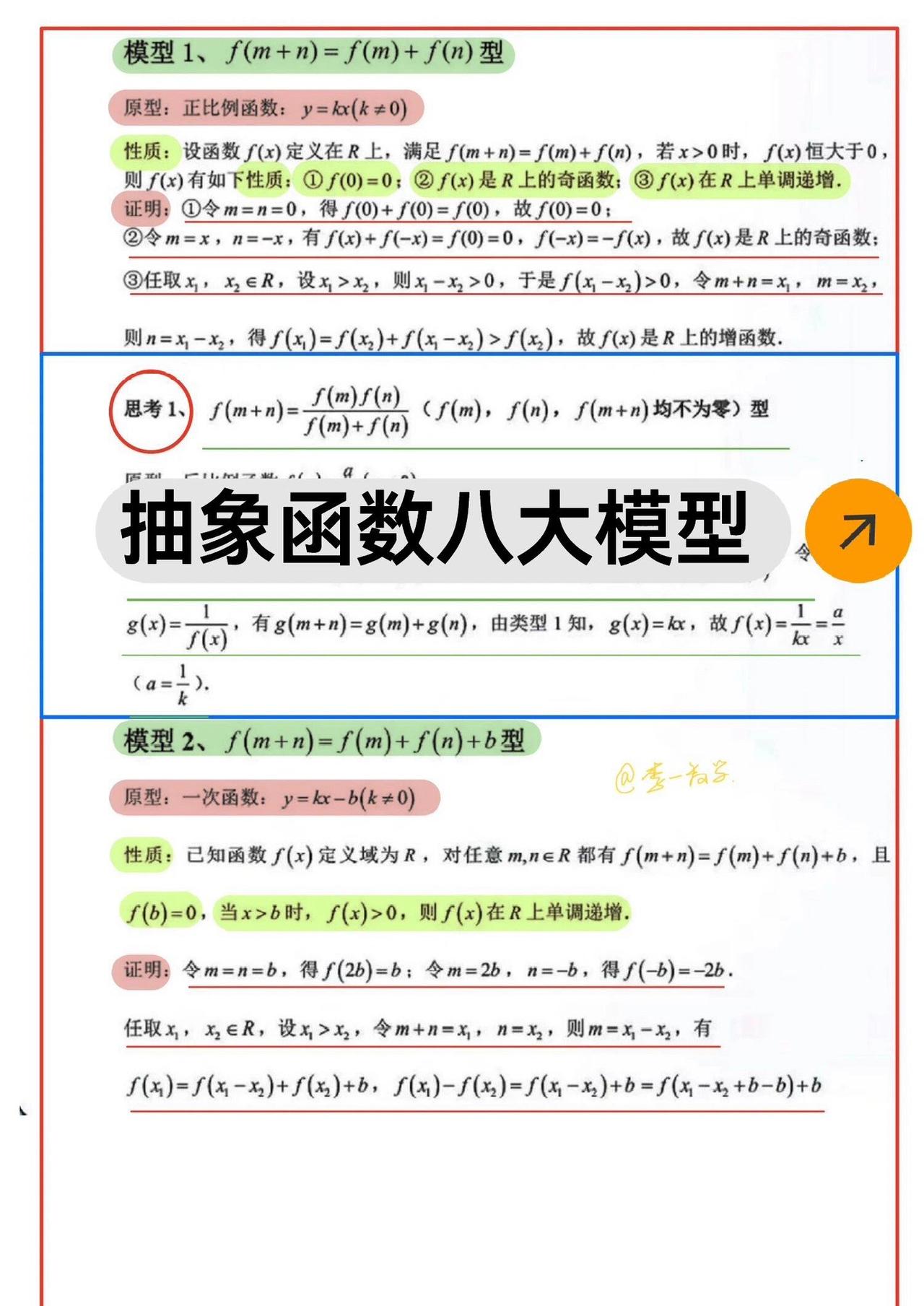 高中数学笔记抽象函数高中数学模型．