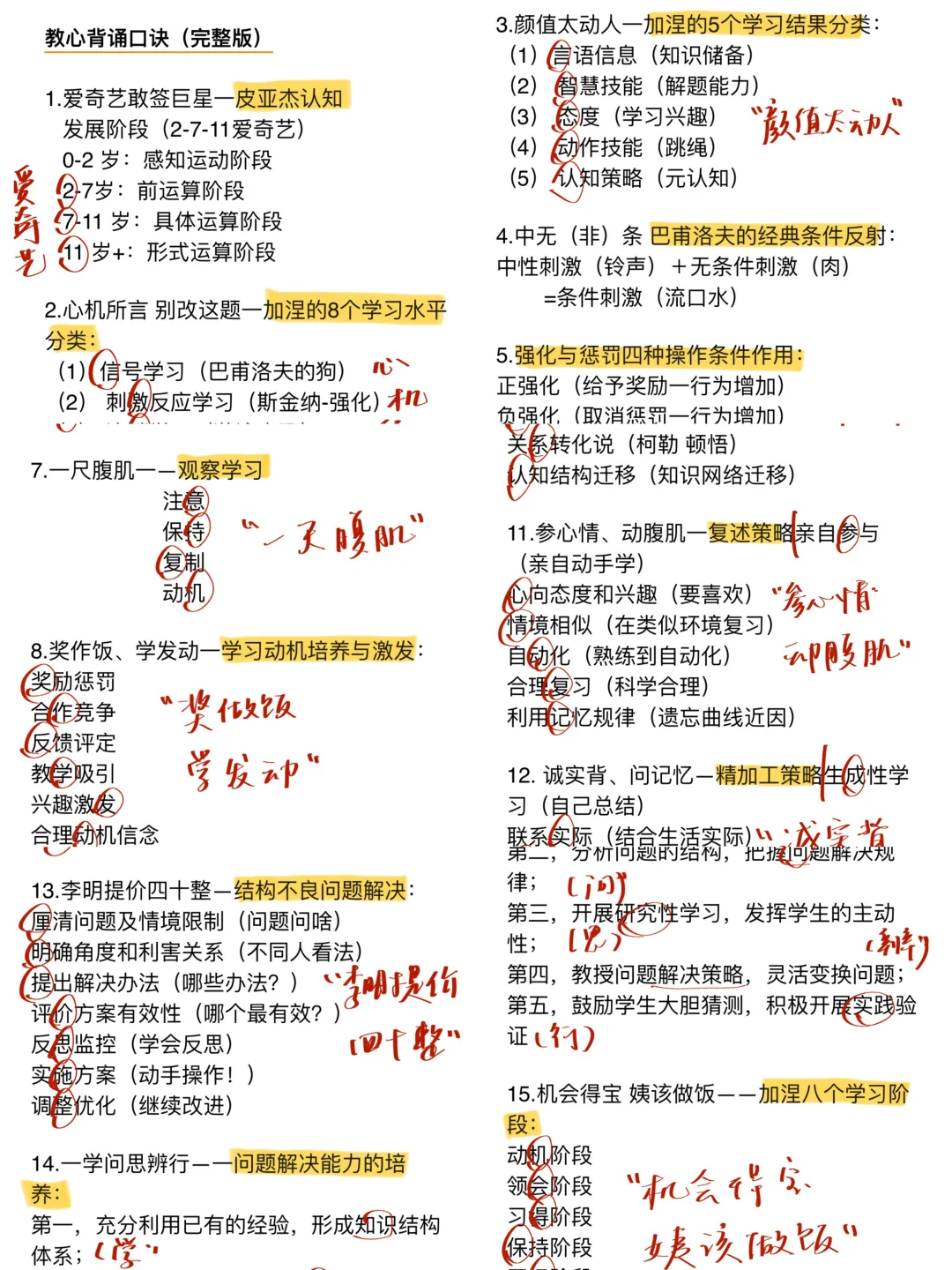 背完口诀！教心拿下！