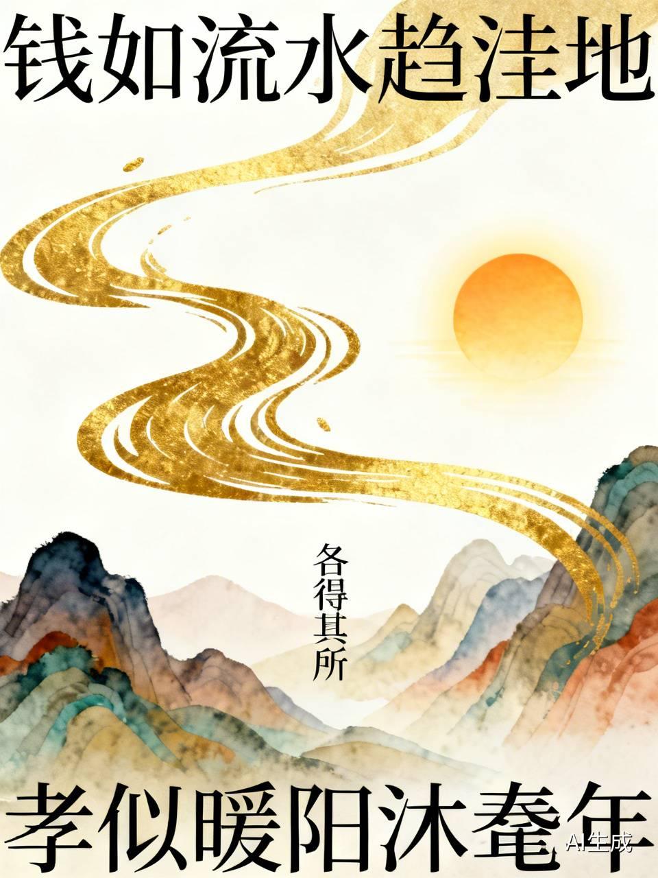 上联：钱💰如流水趋洼地
下联：孝❤️似暖阳沐耄年
横批：各得其所