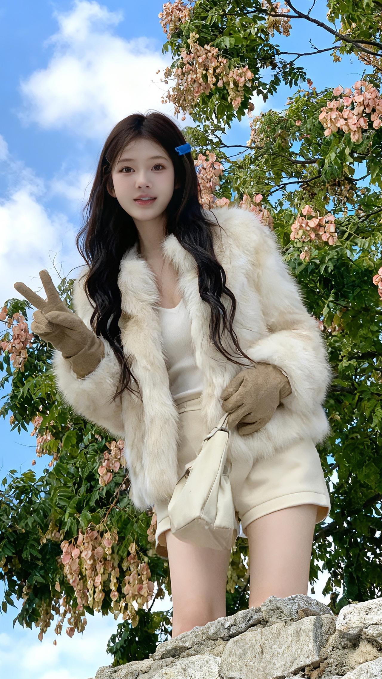 这件奶杏色环保皮草外套真的把“贵气又不费力”拿捏住了！
蓬松柔软的毛感自带柔光滤