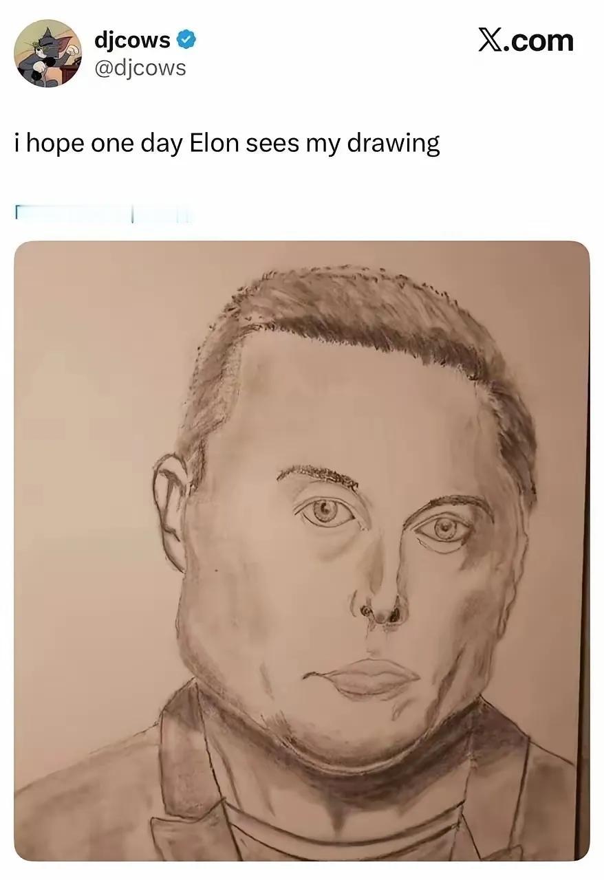 “我希望有一天埃隆能看到我的画作”，国外一网民在社交媒体上，发布了一张自己创作的
