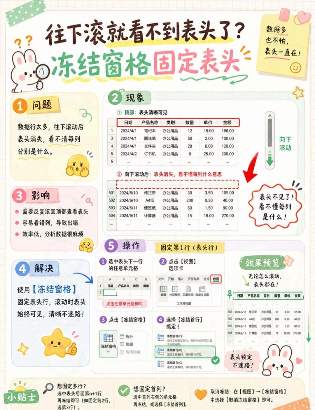 Excel固定表头真的超简单！
Excel excel excel技巧 Exce
