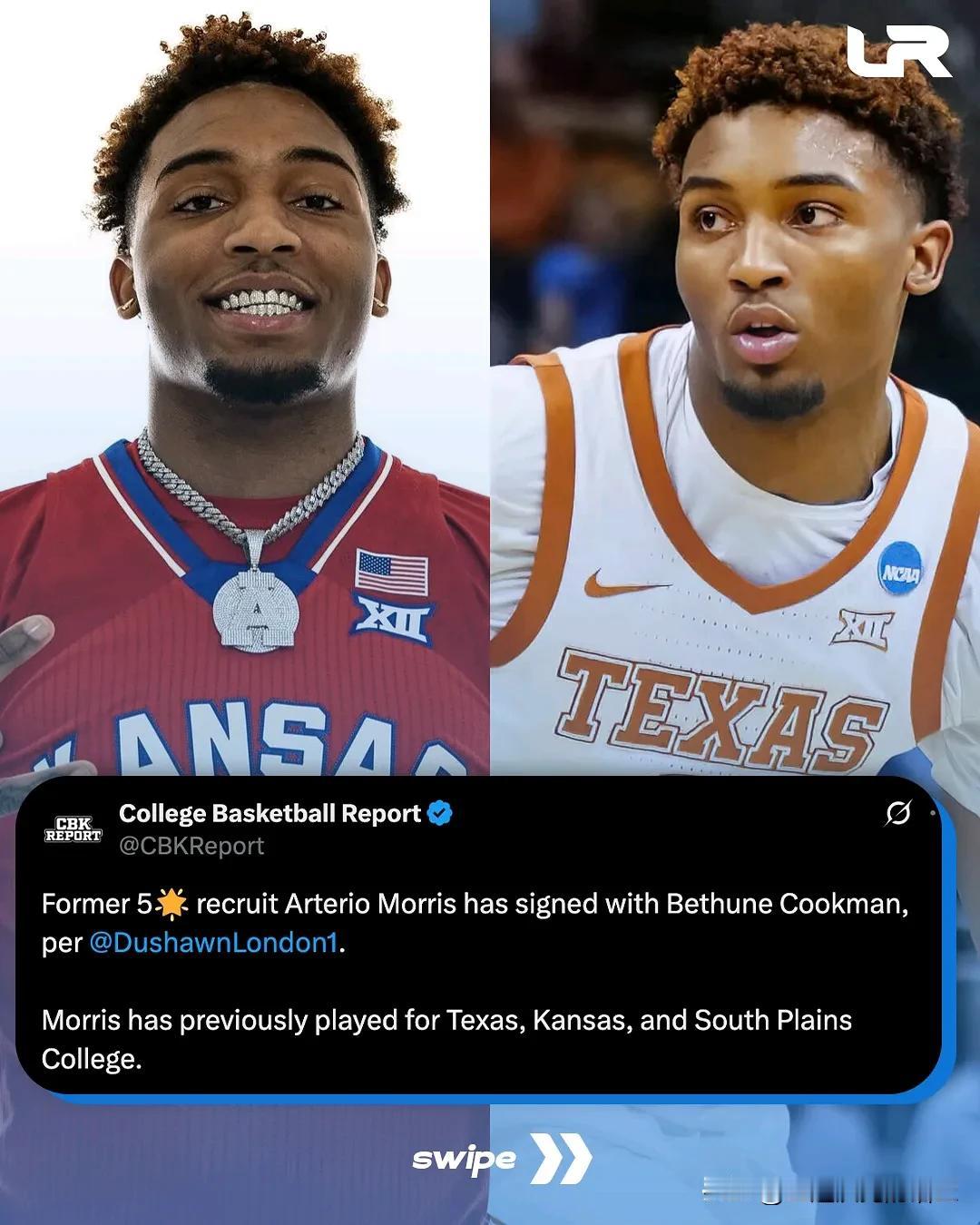 专科后卫Arterio Morris签约加盟Bethune Cookman，上赛