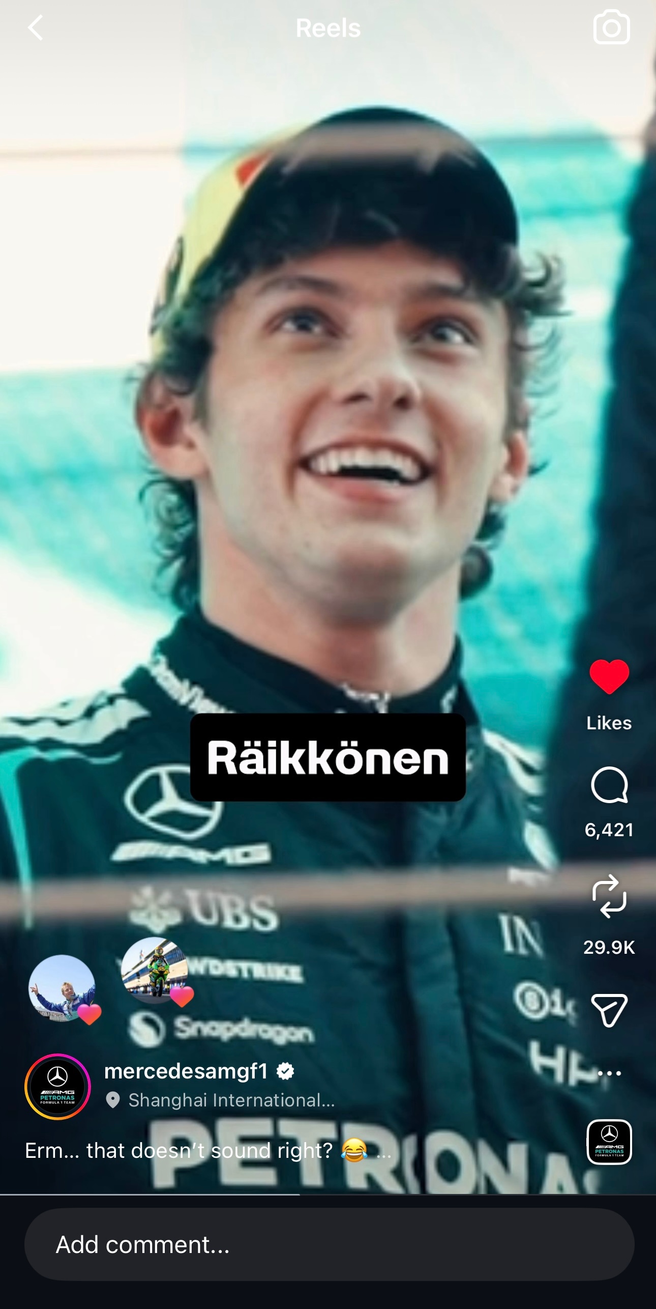 莱科宁点赞了这条安东内利登台时被喊成Kimi Raikkonen的视频F1202