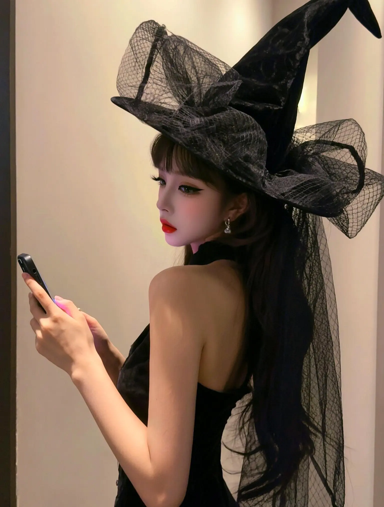 黑色礼服 女巫装cos 暗黑魔女造型 万圣节女巫cos简易教程 万圣节...