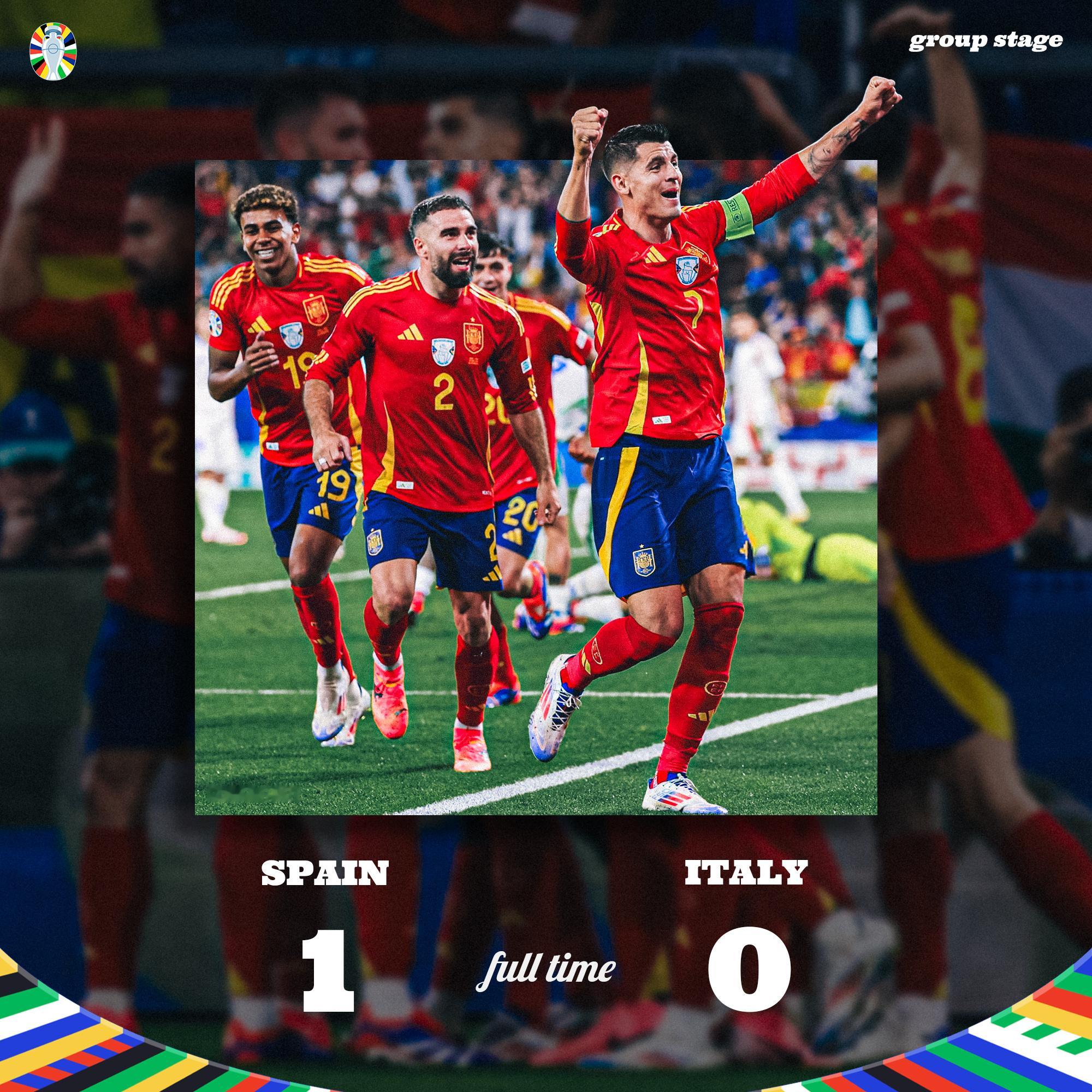 FT | 西班牙 1-0 意大利🇪🇸#西班牙1比0意大利##欧洲杯# ​​​