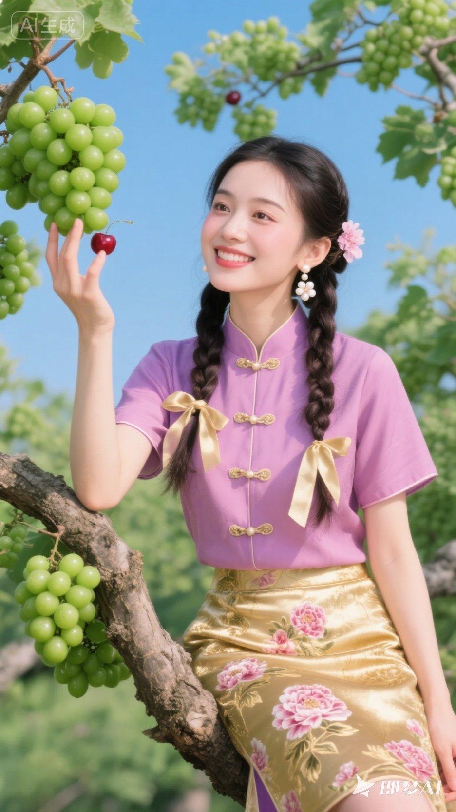 少女与葡萄的甜蜜邂逅🍇💖