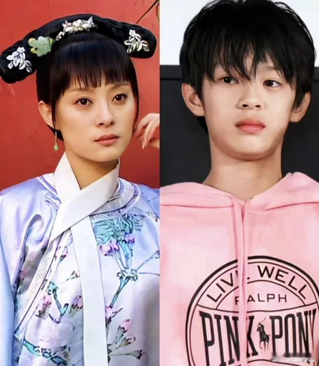孙俪儿子画个妆直接能演甄嬛了 孙俪的儿子眼睛、眉毛、笑容简直都是复制粘贴，怎么看