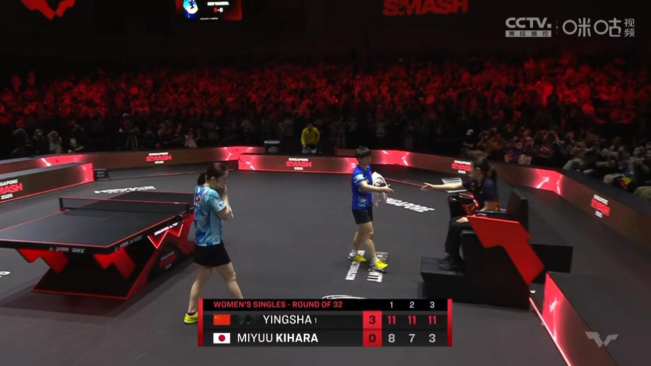 孙颖莎3比0木原美悠晋级WTT新加坡大满贯女单第三轮将对阵波尔卡诺娃🇦🇹 