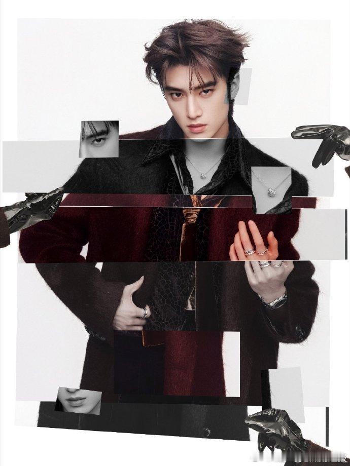 张康乐BlueReverie张康乐丝绒领带豹纹衬衣 豹纹衬衣与丝绒领带结合，张康