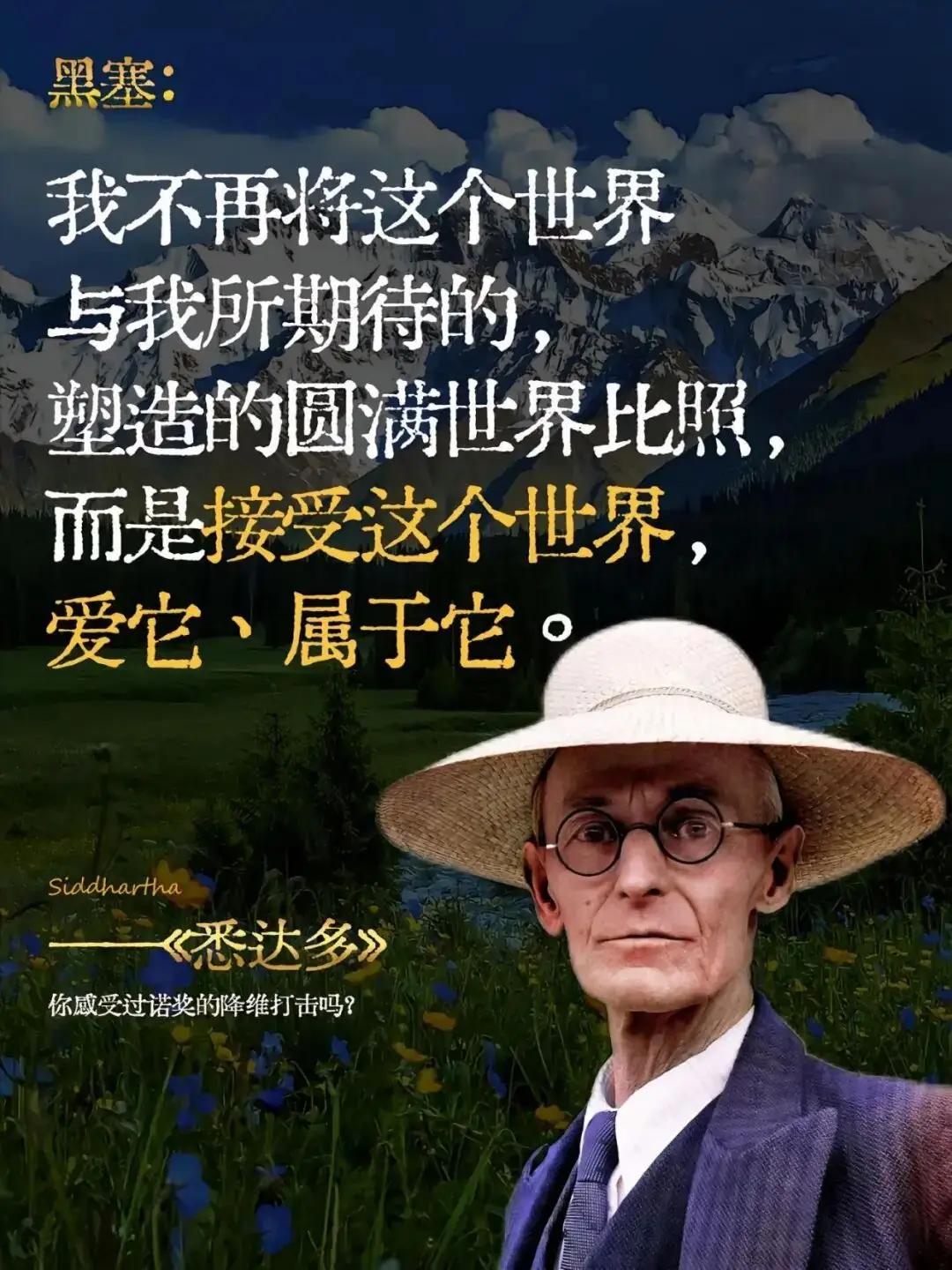 赫尔曼·黑塞在《悉达多》里，写过一段治愈无数人的话：
“我不再将这个世界与我所期