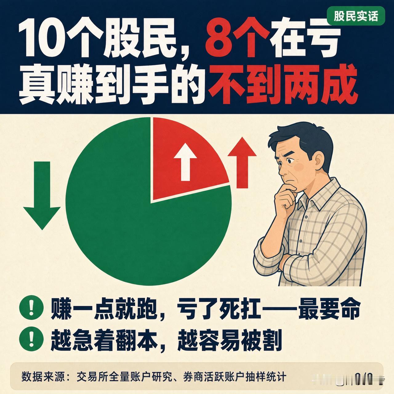 股市赚钱的人多还是赔钱的人多?作者加速成长计划

"七亏二平一赚"，老股民都会念