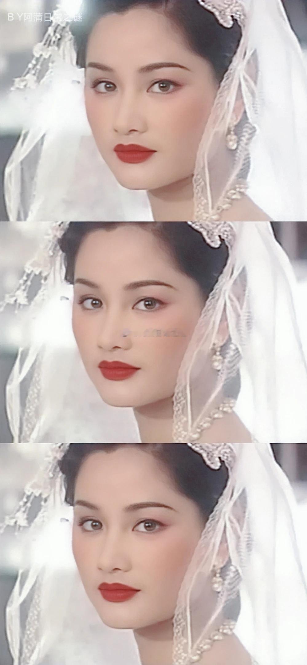 瞿颖封神的应该是这一组婚纱👰照吧？真是眉目如画，五官精致得无可挑剔。