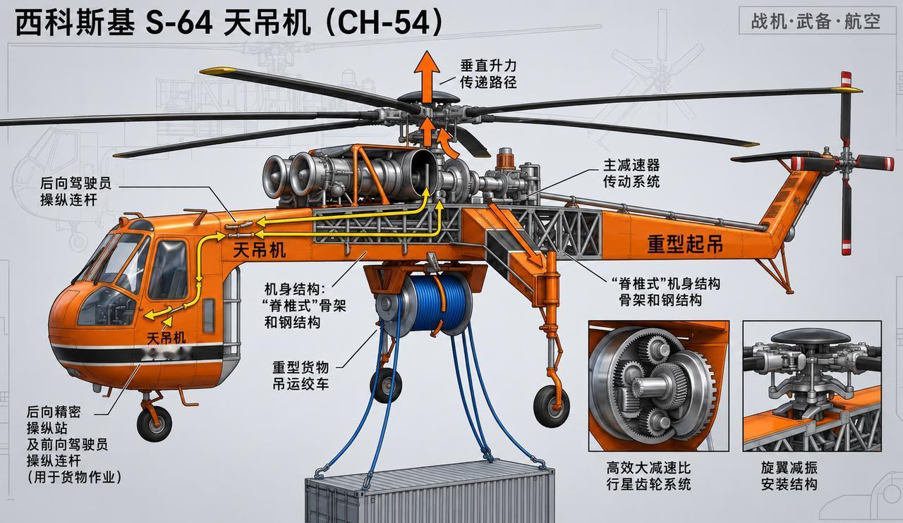 西科斯基S-64（军用编号CH-54）“天吊机”，是直升机界的“怪咖”，也是为了
