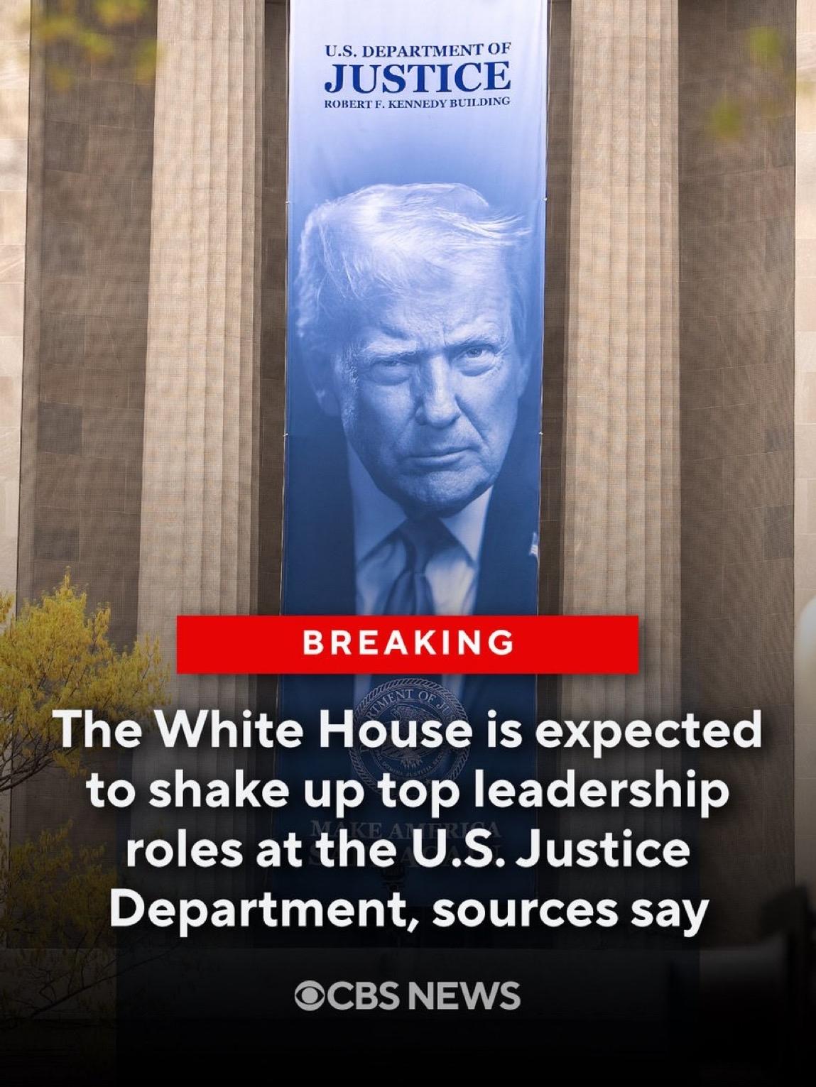 据哥伦比亚广播公司新闻周六报道，消息人士透露，唐纳德·特朗普可能会对司法部另外两