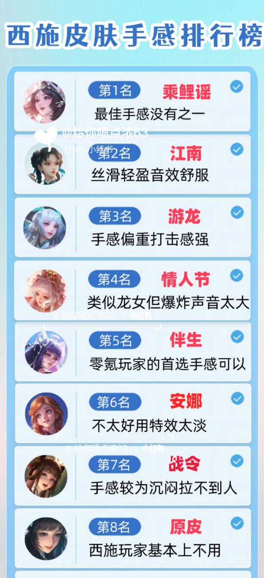 西施全皮手感排行榜！