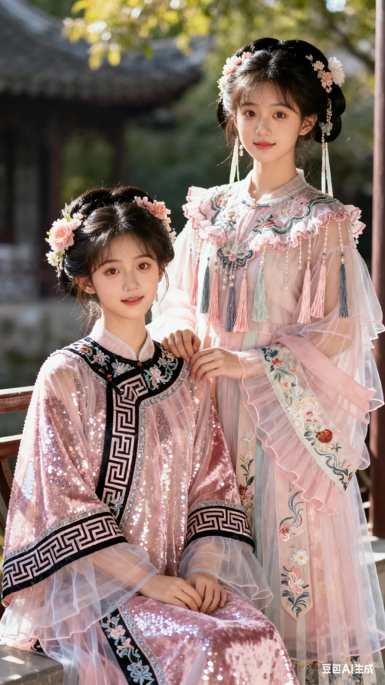 古风少女，花间漫步，梦回千年。国风古代美人 古典美少女 温婉古风小仙女 红衣古风