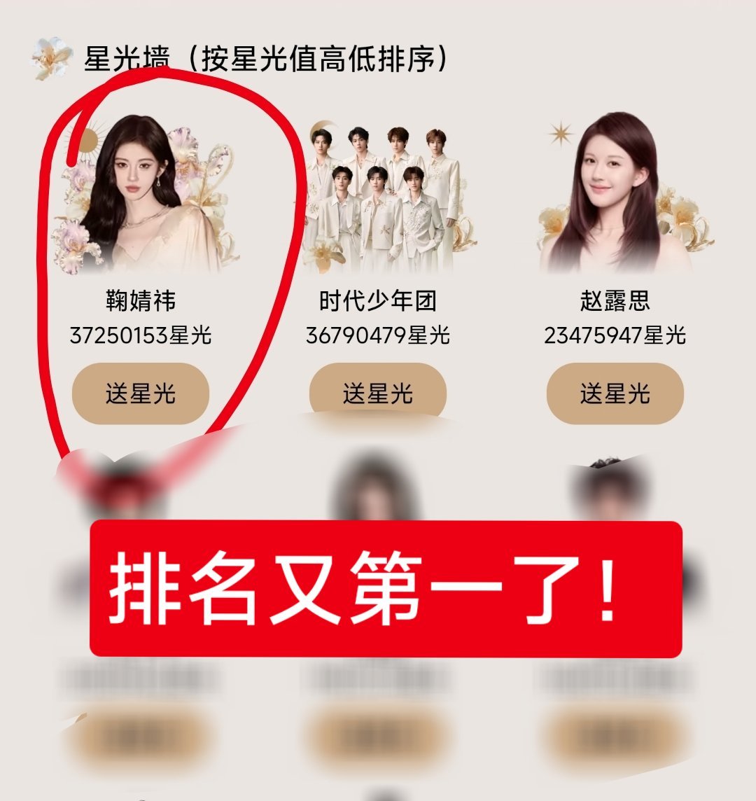 星光大赏数据异常报告鞠婧祎星光值排第一粉圈脏事儿多了去了，换票比起郫县打一星强多