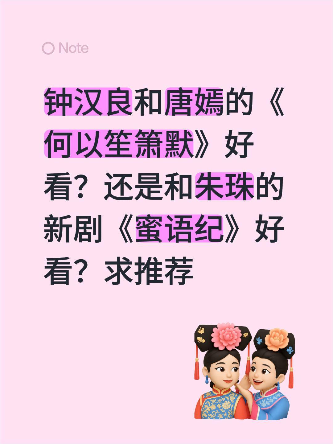 钟汉良和唐嫣的《何以笙箫默》好看？还是和朱珠的新剧《蜜语纪》好看？求推荐唐嫣 钟