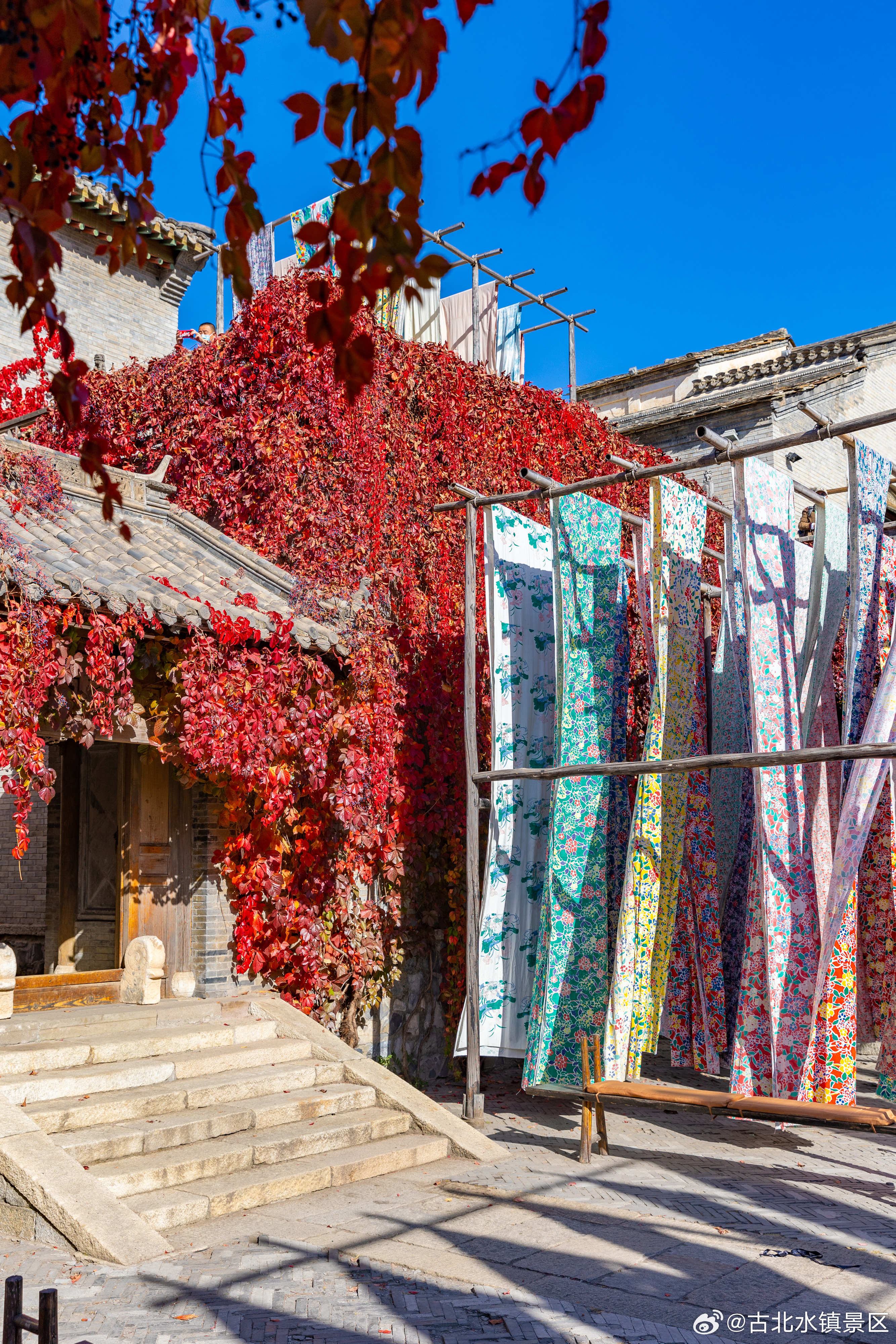 🍁 长城脚下的秋日限定浪漫！古北水镇美成了油画！秋天的古北水镇，就像被打翻的调