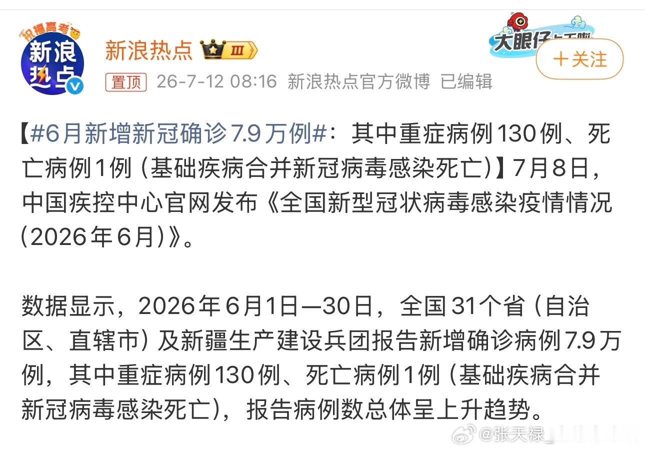 6月新增新冠确诊7.9万例新冠病毒还在？虽然现在应该对我们不会造成多大伤害，但是
