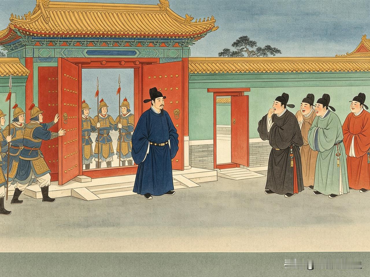 真宗时大臣石中立上朝被拦，绕侧门入宫，同僚打趣他。石中立随口回怼了一个句子，满朝