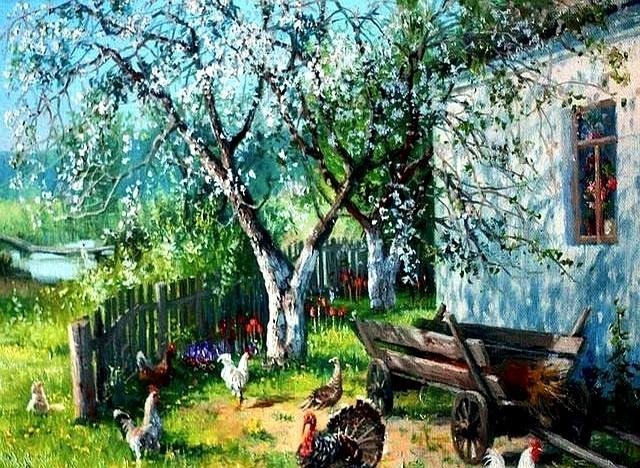 俄罗斯画家兹达诺夫的乡村油画作品欣赏风景遇见艺术遇见美好 ​​​