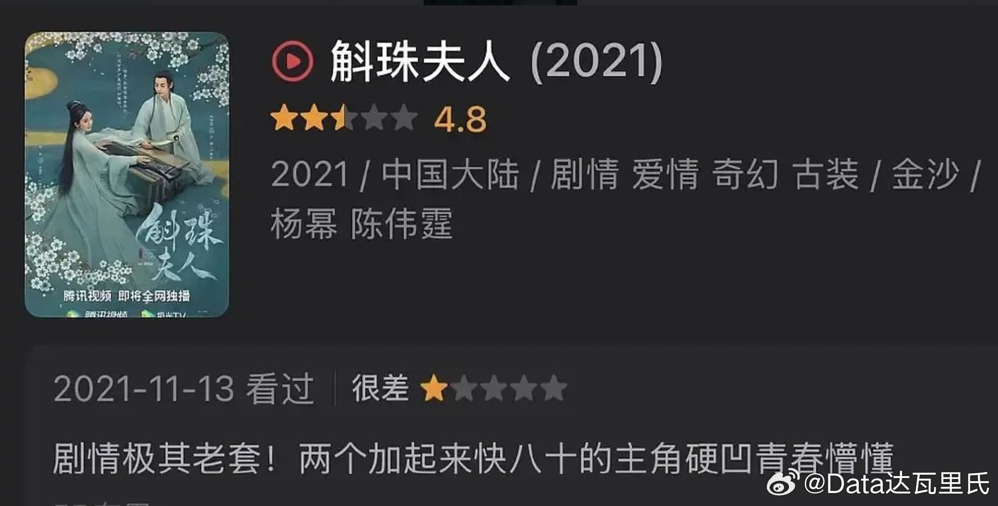 逐玉编剧 豆瓣打分哈哈哈哈其实她的吐槽没问题，毕竟是主观的谁都可以有看法～坏就坏