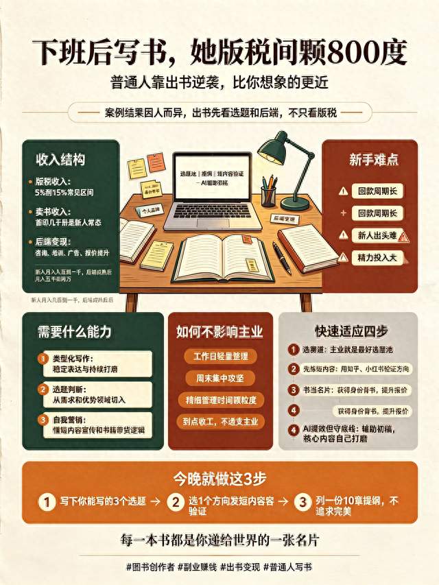 下班后写书，她版税月入8000？普通人出书真实路径