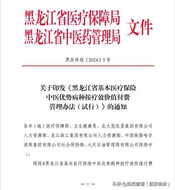 黑龙江医保局发布：中医按疗效付费！

近日，黑龙江省医保局发布《黑龙江省基本保险