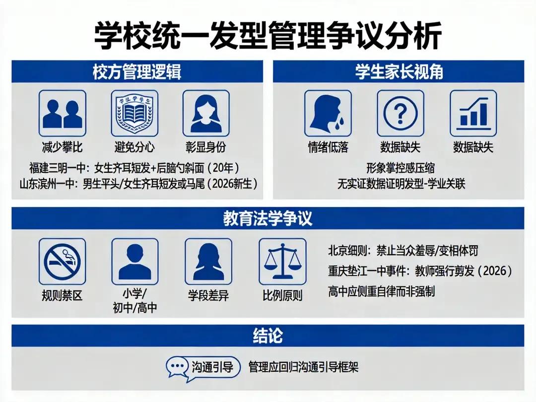 媒体统一口径反对，十分可疑！支持学校！
学生就要有学生的样子，
发型和穿着要有大