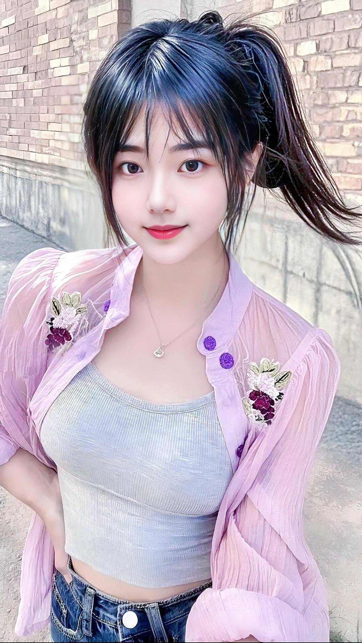 甜美少女风穿搭，粉色外套+蓝色牛仔裤，清新自然！💕🌸👗