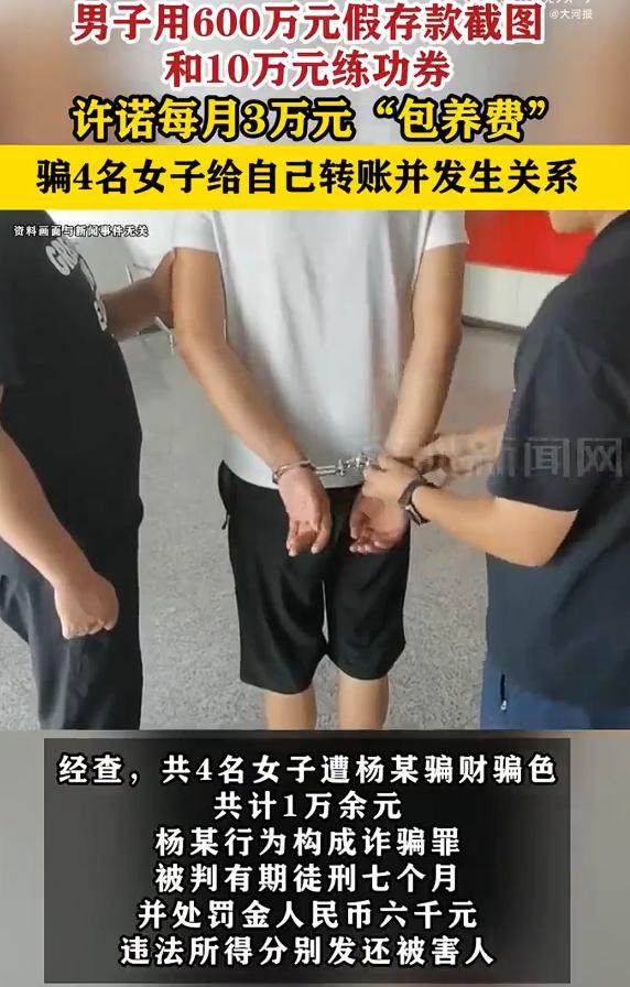 男子许诺3万包养费骗4人发生关系，这种事情，不管是男子还是另外4名女子，都是出于