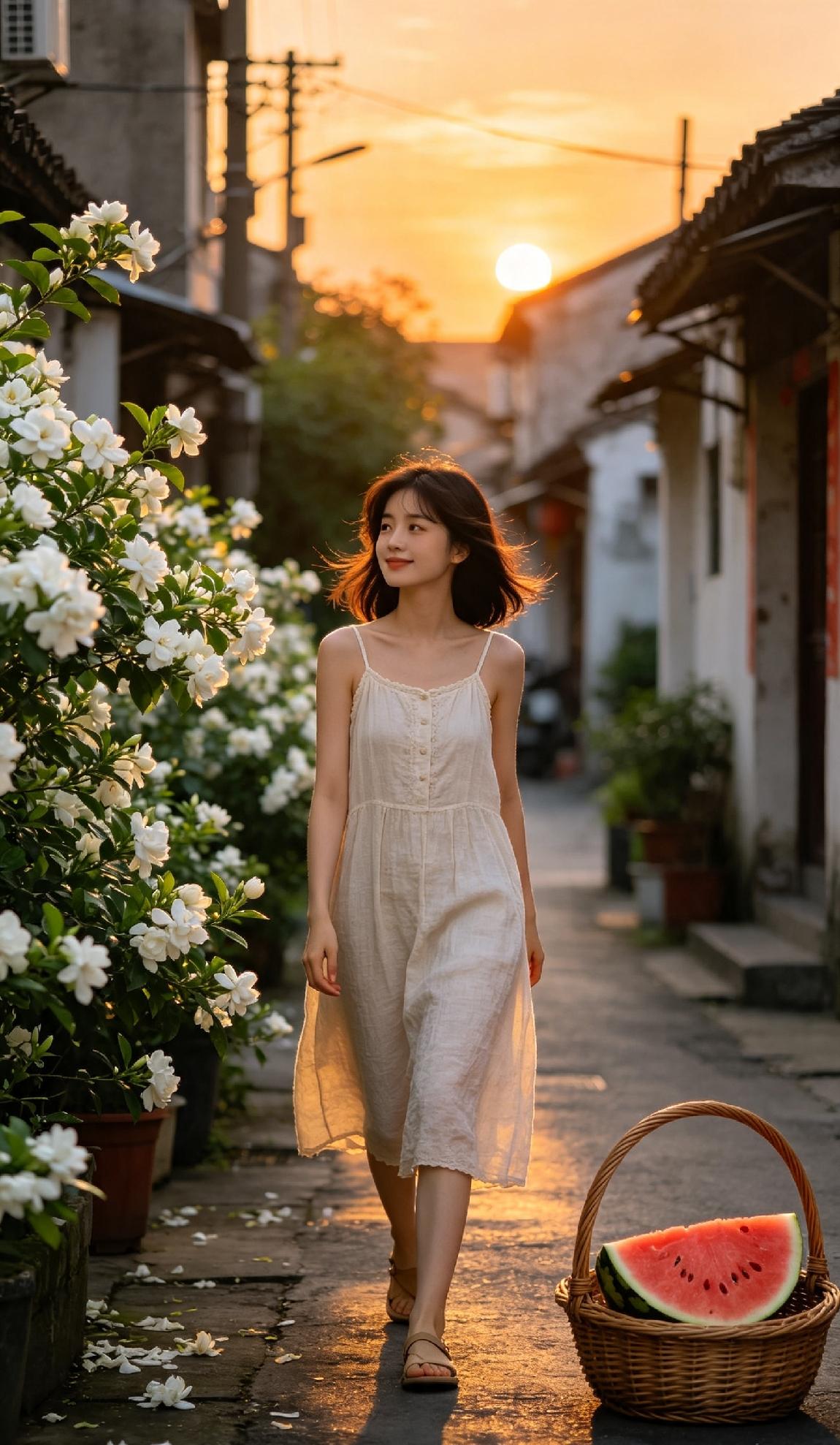 蝉鸣拉长了盛夏的白昼，晚风裹着栀子花香漫过街巷。冰镇西瓜舀最甜的一勺，傍晚出门追