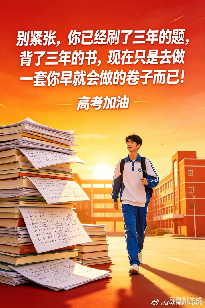 高考加油别紧张，你已经刷了三年的题，背了三年的书，现在只是去做一套你早就会做的卷
