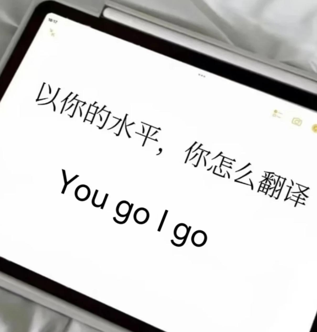 以你的英文水平和文采，会如何翻译you go l go？