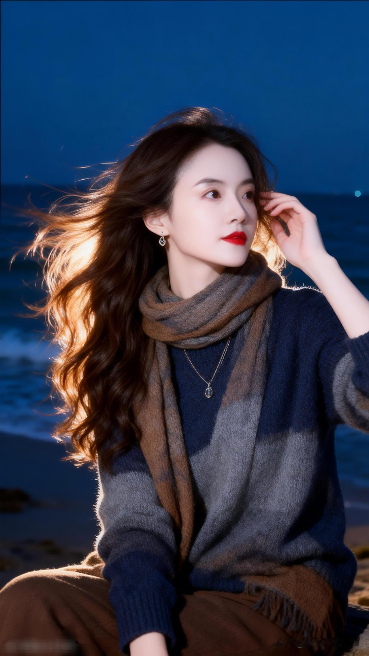海边黄昏，温柔时光，红唇与海浪的邂逅。分享海边随手拍