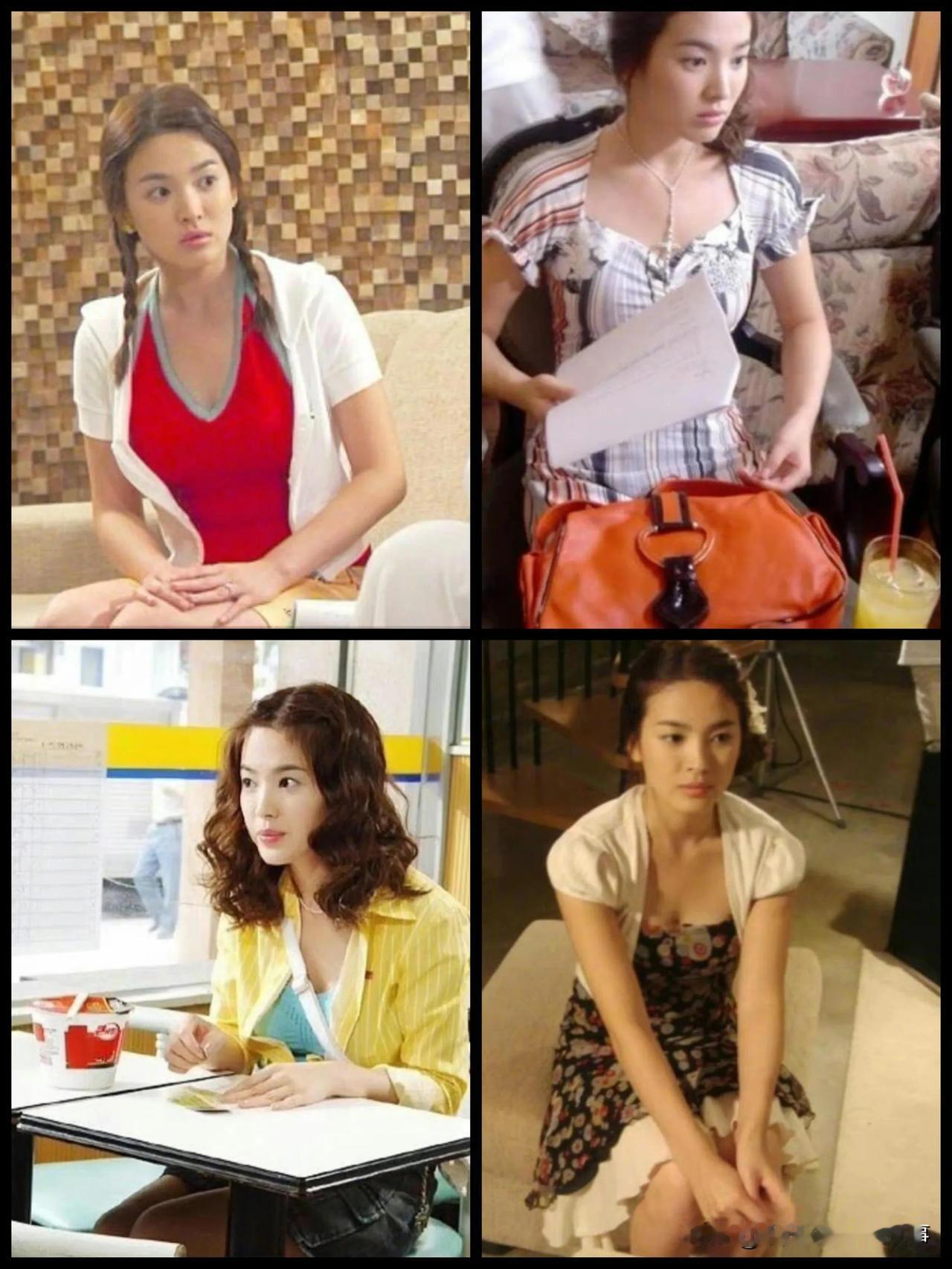 再看2004年的《浪漫满屋》里，宋慧乔的穿搭真是五颜六色的亮眼啊！
 
跟现在韩