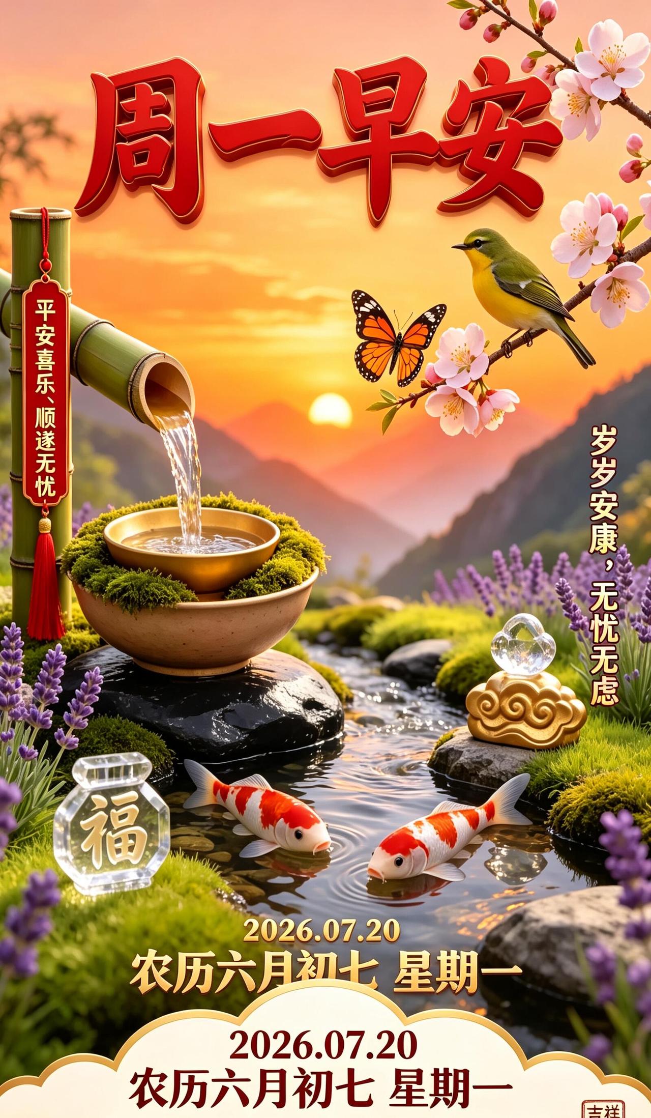 7月20日周一早安，新周启程，愿你万事无忧💜。盛夏伏天闷热难耐，出门备好遮阳用