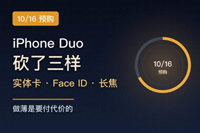 15999 起的 iPhone Duo 砍了三样：实体卡、Face ID、长焦