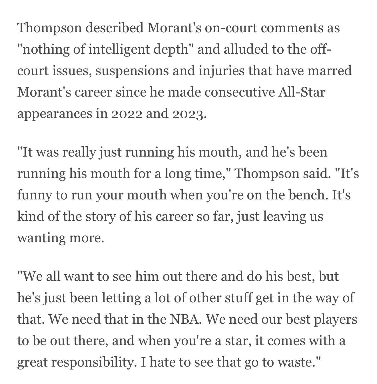 刷了一圈外网对于汤汤和莫兰特之间beef的讨论，很开心除了灰熊球迷大家都一边倒地